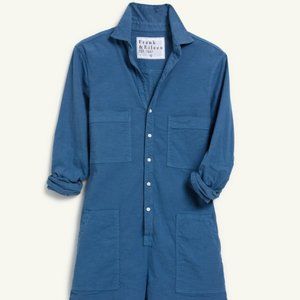 Frank & Eileen Ireland Long Sleeve Playsuit: Italian Perform. Linen Royal Blue
